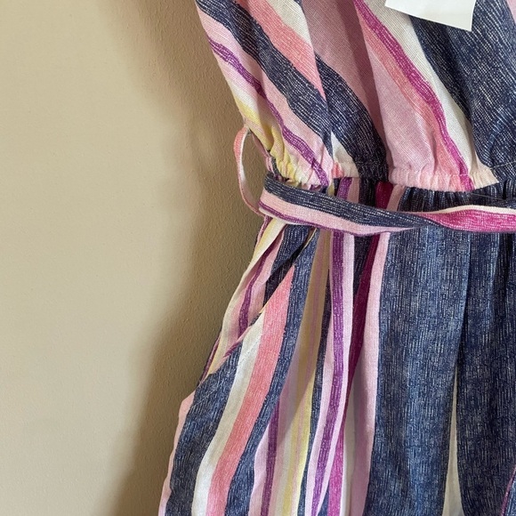 ECI NWT Stripped Wide Leg Linen Colorful Jumpsuit Size XS - Picture 7 of 11